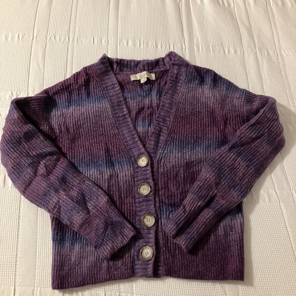 Loft Purple Space Dye Knit cardigan